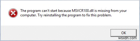 MSVCP100.dll이 없거나 찾을 수 없음 오류 수정 