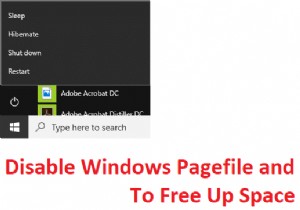 공간을 확보하기 위해 Windows 페이지 파일 및 최대 절전 모드 비활성화 