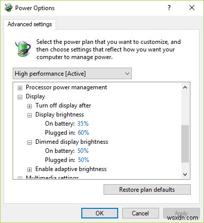 Windows 10에서 화면 밝기를 조정할 수 없는 문제 수정 