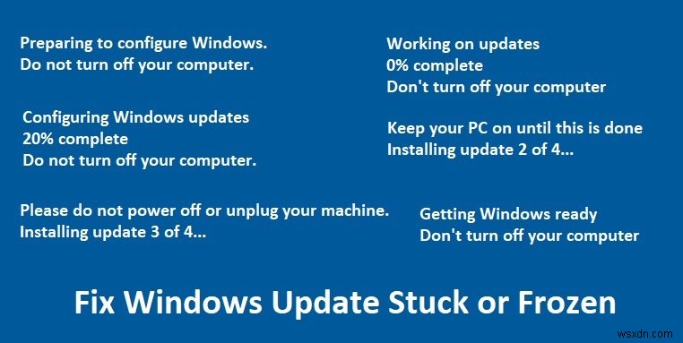 Windows 업데이트 멈춤 또는 고정 수정 