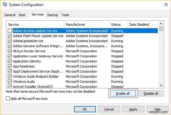 Windows 10에서 MSCONFIG가 변경 사항을 저장하지 않는 문제 수정