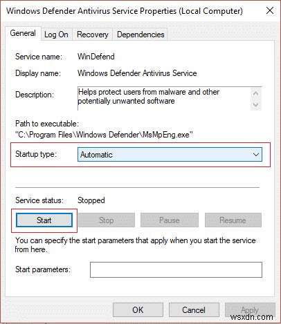 서비스를 시작할 수 없음 Windows Defender 오류 0x80070422 수정 