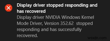 NVIDIA 커널 모드 드라이버가 응답을 멈췄습니다. [해결됨] 