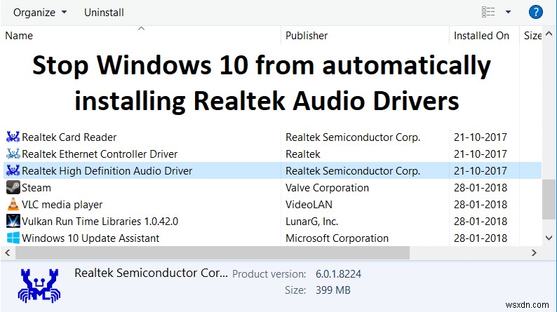 Windows 10이 Realtek 오디오 드라이버를 자동으로 설치하는 것을 중지