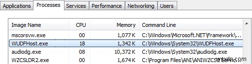 WUDFHost.exe에 의한 높은 CPU 사용량 수정 