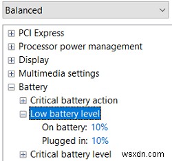 Windows 10에서 중요한 배터리 수준 변경 