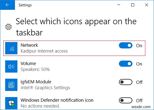 Windows 10의 작업 표시줄에 없는 WiFi 아이콘 수정 