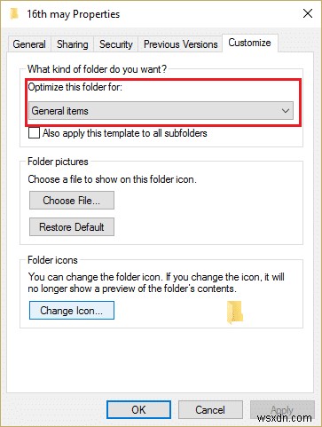 Windows 10에서 드라이브, 폴더 또는 라이브러리의 템플릿 변경 