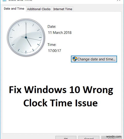 Windows 10 잘못된 시계 시간 문제 수정 
