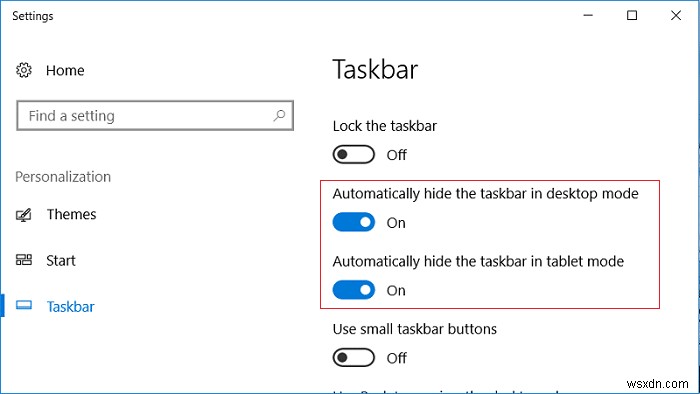 Windows 10 작업 표시줄이 자동으로 숨기지 않는 문제 수정 