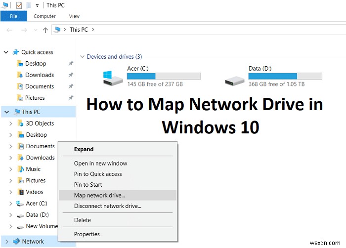 Windows 10에서 네트워크 드라이브를 매핑하는 2가지 방법 