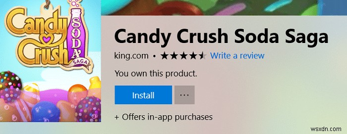Windows 10에서 Candy Crush Soda Saga 제거 
