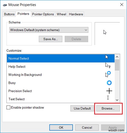 Windows 10에서 마우스 포인터를 변경하는 방법 