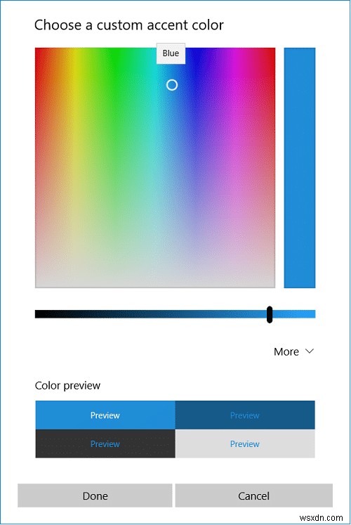 Windows 10에서 시작 메뉴, 작업 표시줄, 알림 센터 및 제목 표시줄의 색상 변경