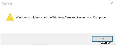 Windows 시간 서비스가 작동하지 않는 문제 수정 