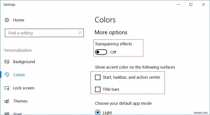 Windows 10에서 투명도 효과 활성화 또는 비활성화