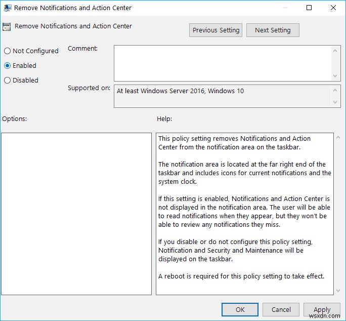 Windows 10에서 관리 센터 활성화 또는 비활성화