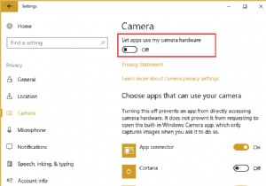 Windows 10에서 앱의 카메라 액세스 허용 또는 차단하는 방법