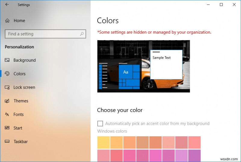 Windows 10에서 색상 및 모양 변경 방지 