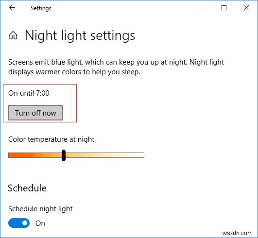 Windows 10에서 야간 조명 활성화 또는 비활성화 