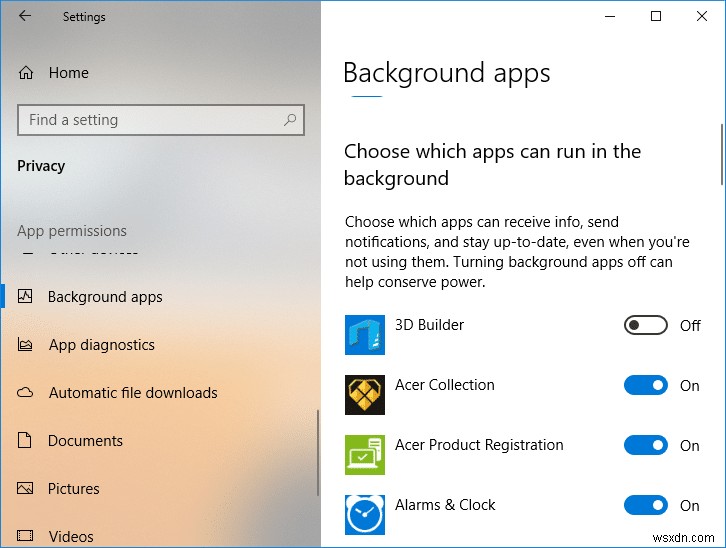 Windows 10에서 백그라운드 앱을 비활성화하는 방법 