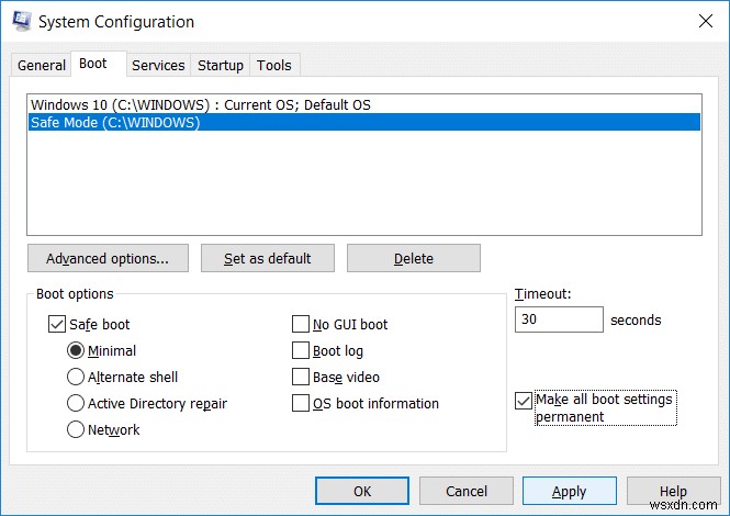 Windows 10에서 부팅 메뉴에 안전 모드를 추가하는 방법 