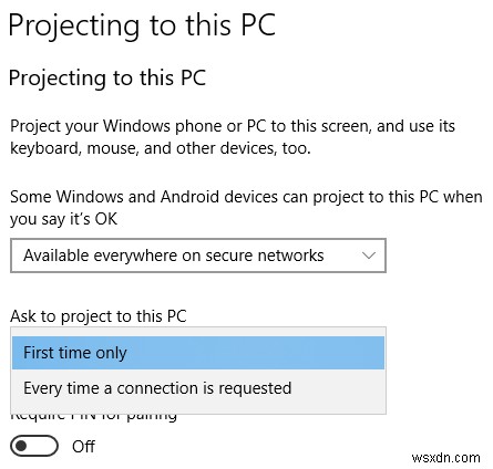 Windows 10에서 Miracast를 사용하여 무선 디스플레이에 연결 