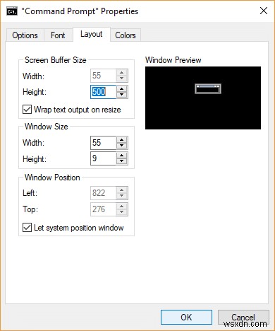 명령 프롬프트 화면 버퍼 크기 및 투명도 수준 변경 