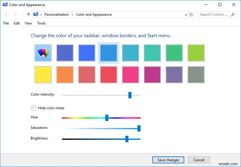 Windows 10에서 색상 및 모양에 쉽게 액세스 