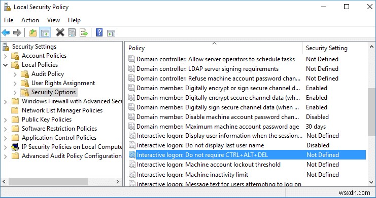 Windows 10에서 보안 로그인 활성화 또는 비활성화 