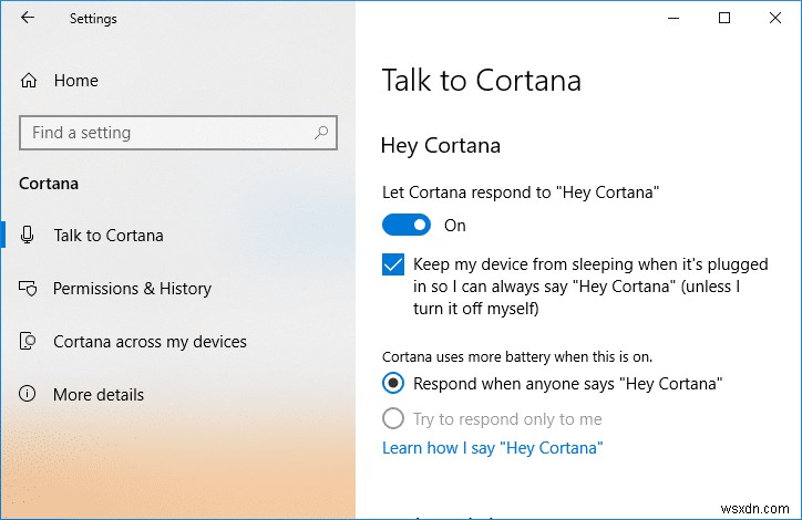 Windows 10 잠금 화면에서 Cortana 활성화 또는 비활성화