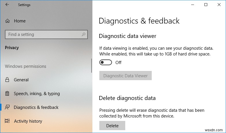 Windows 10에서 진단 데이터 뷰어 활성화 또는 비활성화 