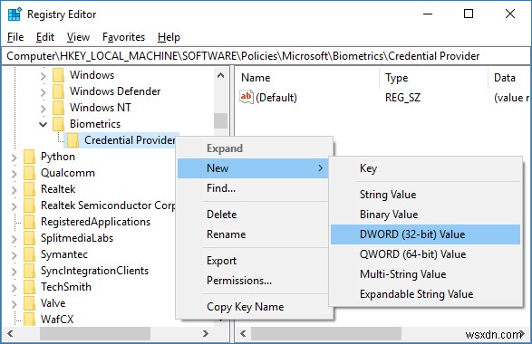 도메인 사용자가 생체 인식을 사용하여 Windows 10에 로그인하도록 활성화 또는 비활성화