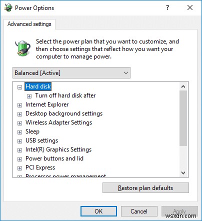 Windows 10에서 하드 디스크가 절전 모드로 전환되는 것을 방지하는 방법 