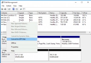 Windows 10에서 데이터 손실 없이 MBR을 GPT 디스크로 변환