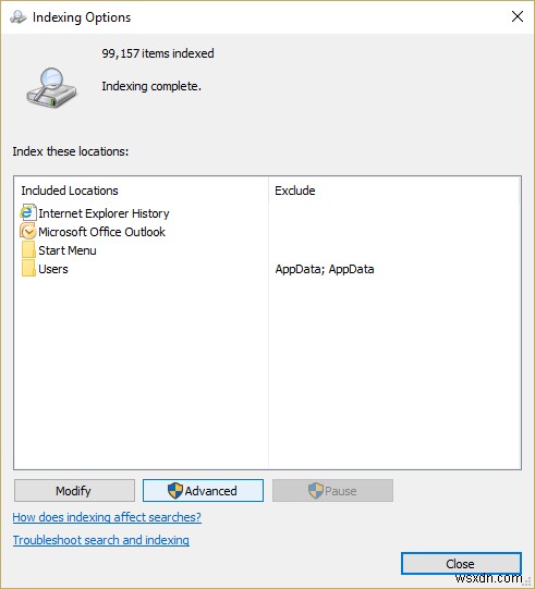 Windows 10에서 암호화된 파일의 인덱싱 활성화 또는 비활성화 