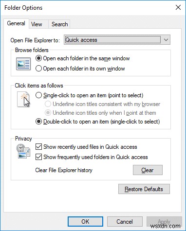 Windows 10에서 폴더 옵션을 여는 방법 