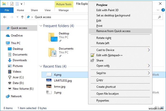 Windows 10에서 파일 탐색기 최근 파일 기록 지우기 