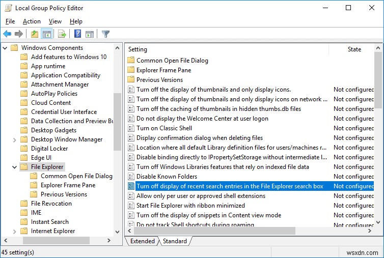 Windows 10에서 파일 탐색기 검색 기록 활성화 또는 비활성화