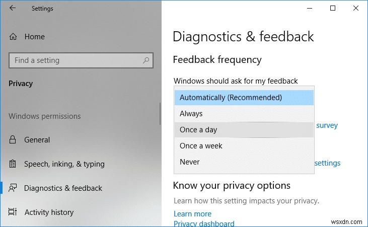 Windows 10에서 피드백 빈도를 변경하는 방법
