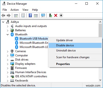 Windows 10에서 Bluetooth를 끌 수 없는 문제 수정 