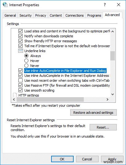 Windows 10에서 인라인 자동 완성 활성화 또는 비활성화 