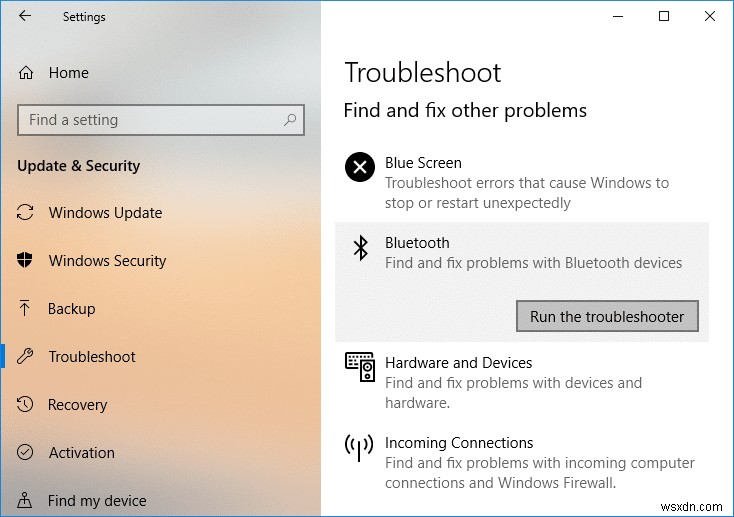 Windows 10에서 Bluetooth가 켜지지 않는 문제 수정 