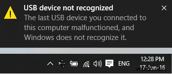 장치 설명자 요청 수정 실패(알 수 없는 USB 장치) 
