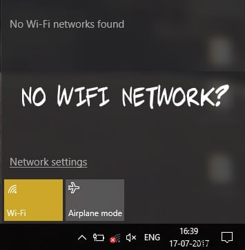 Windows 10에서 WiFi 네트워크가 표시되지 않는 문제 수정