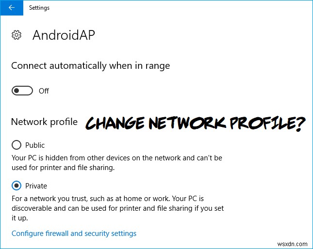 Windows 10에서 공용에서 사설 네트워크로 변경 