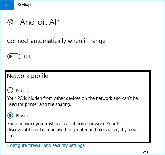 Windows 10에서 공용에서 사설 네트워크로 변경 