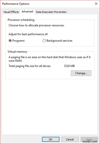 Windows 10에서 가상 메모리(페이지 파일) 관리