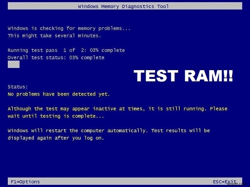 컴퓨터 RAM의 불량 메모리 테스트