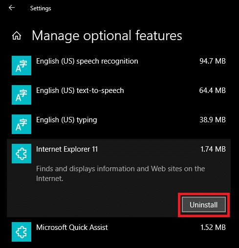 Windows 10에서 Internet Explorer를 제거하는 방법 